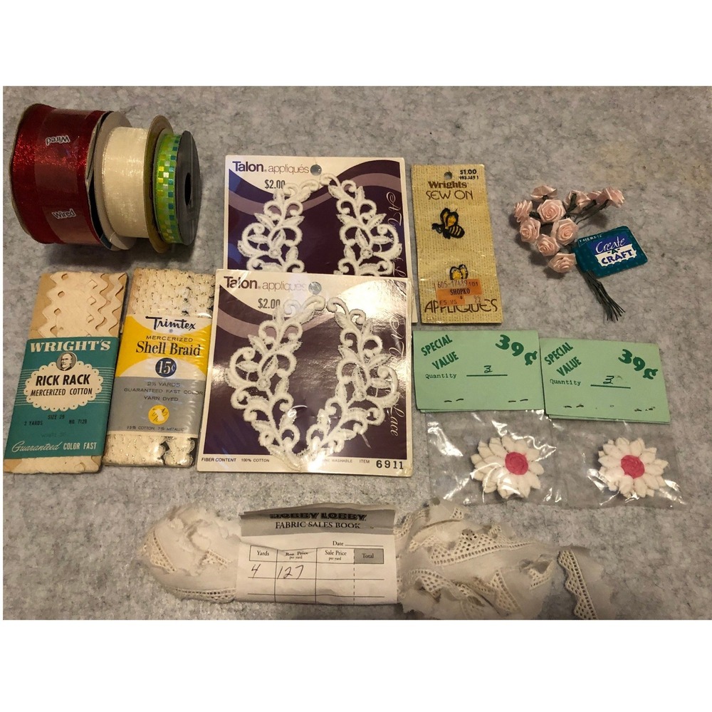 VINTAGE Craft Supply Bundle NIP Deadstock Coquette Fairy Sewing Notions Lace Lot